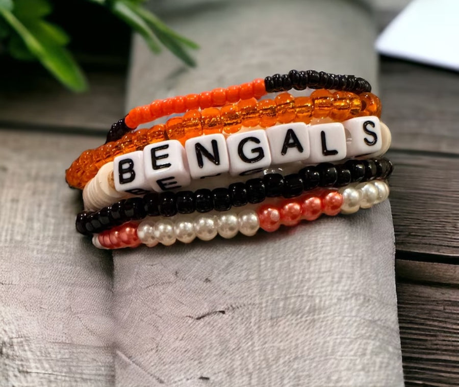 Bengals Beaded Stack Bracelets
