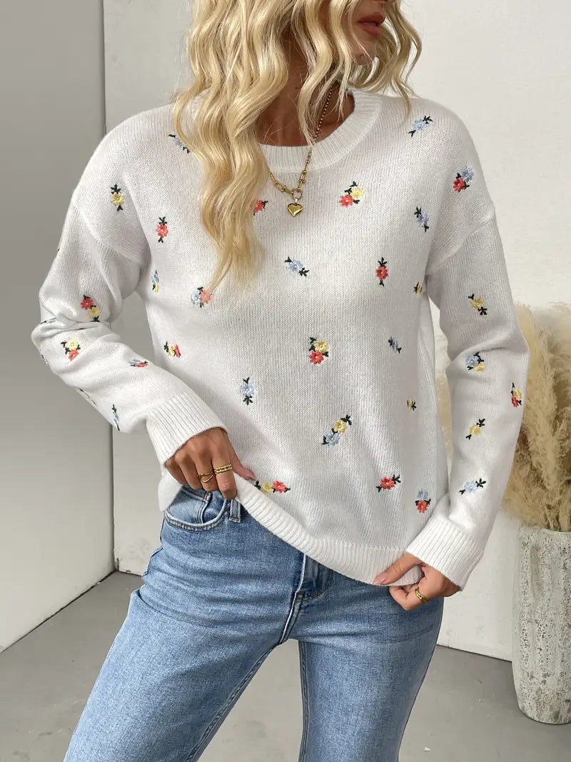 Floral Embroidery Sweater