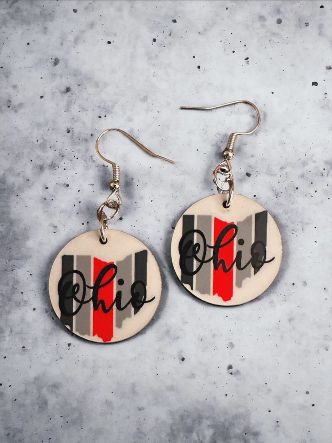 Ohio Scarlet and Grey Earrings