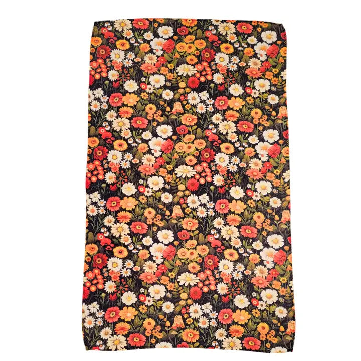 Patterned Waffle Kitchen Towels w/Hoop