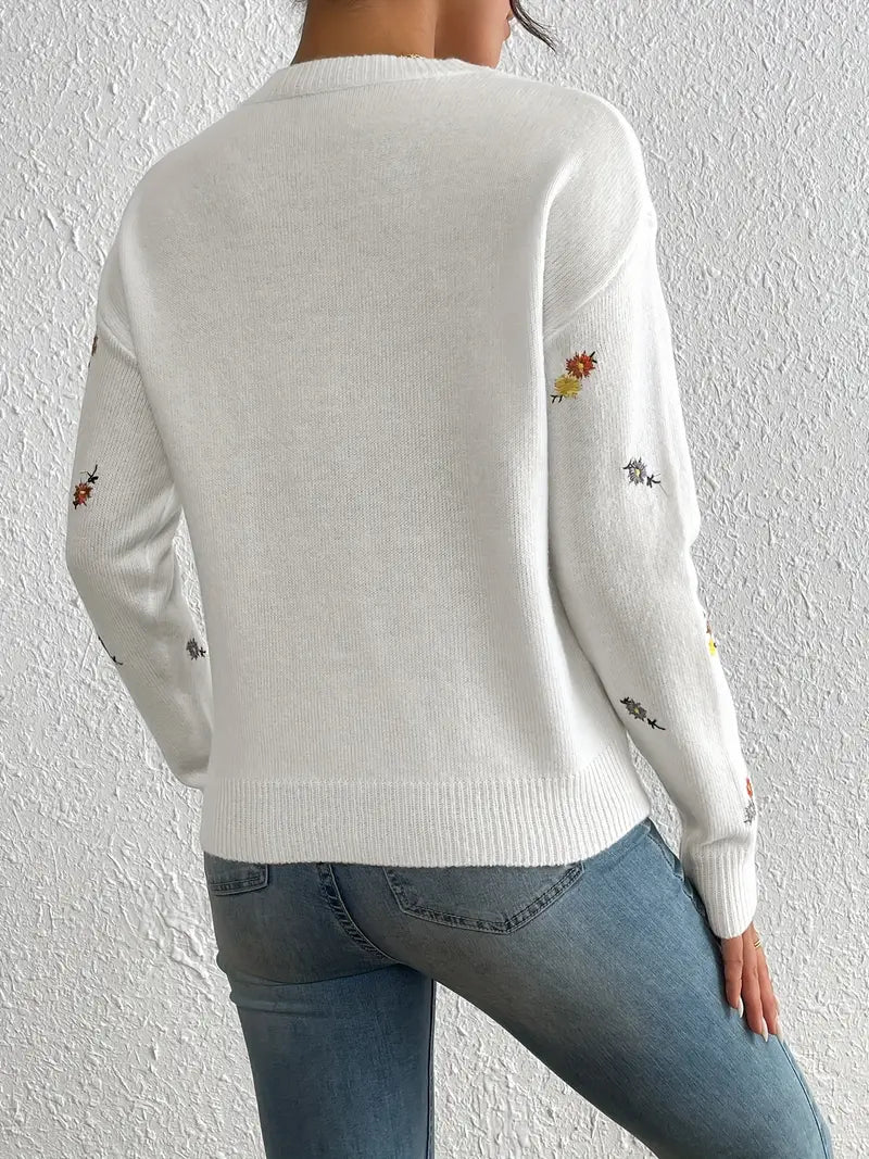 Floral Embroidery Sweater