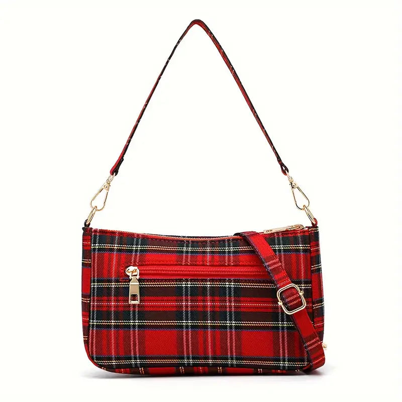 Red Plaid Crossbody Bag