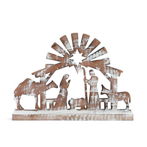 White Washed Wood Nativity Scene