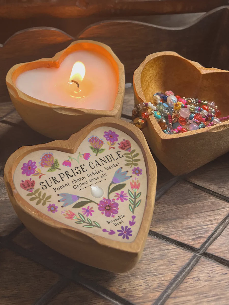 Wooden Heart Surprise Candle