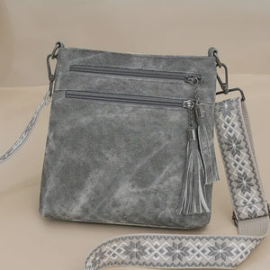 Vintage Faux Leather Crossbody Bag
