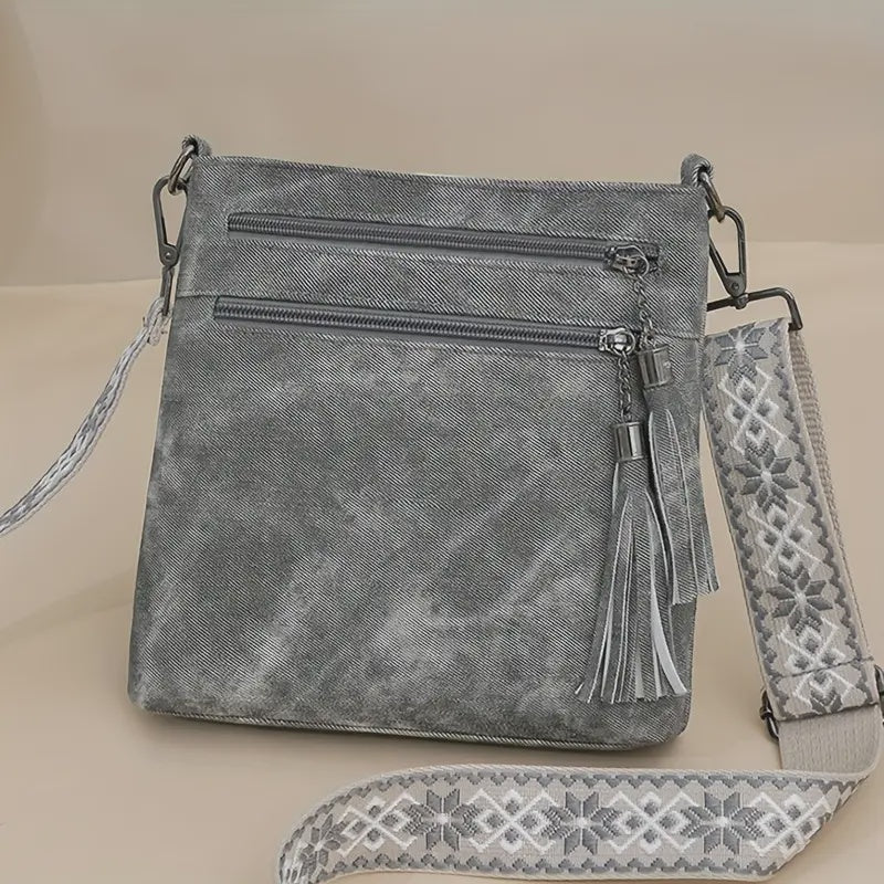 Vintage Faux Leather Crossbody Bag