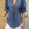 Load image into Gallery viewer, Ruffle Cuff Denim Shirt
