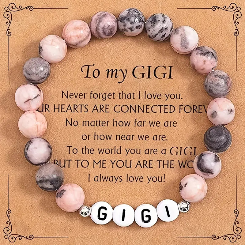 Mom, GiGi, Grandma Stone Beaded Bracelets