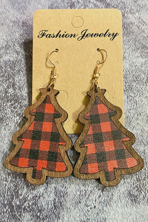 Plaid Christmas Tree Earrings