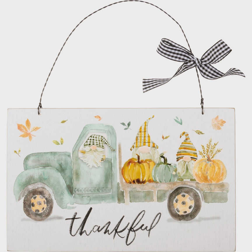 Thankful Gnome Hanging Sign