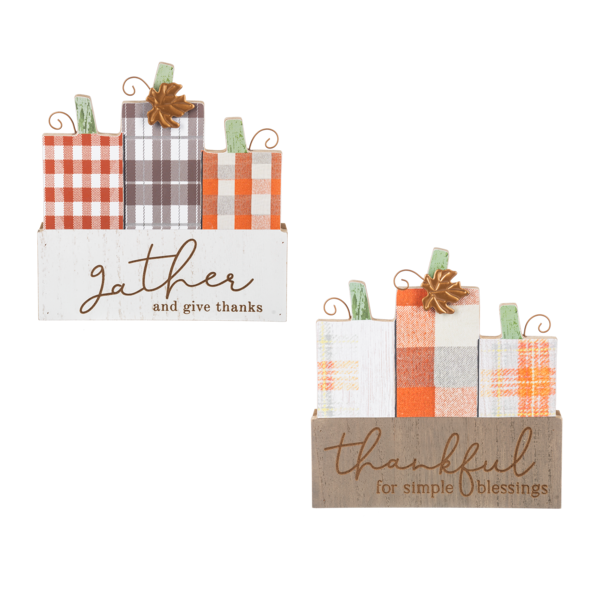 Autumn Plaid Pumpkin Block Signs