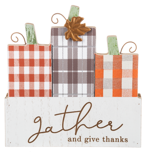 Autumn Plaid Pumpkin Block Signs