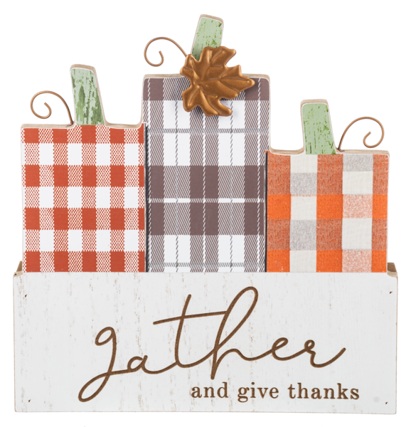 Autumn Plaid Pumpkin Block Signs