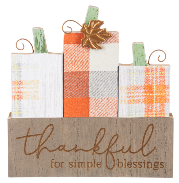 Autumn Plaid Pumpkin Block Signs