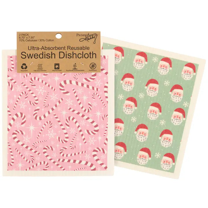 Candy Canes Swedish Dish Cloth Set