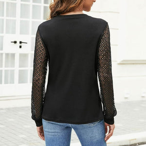 Lace Patchwork Long Sleeved Top