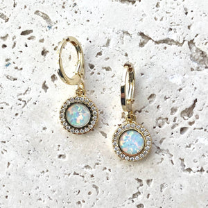 Genuine White Opal Tiny Earrings