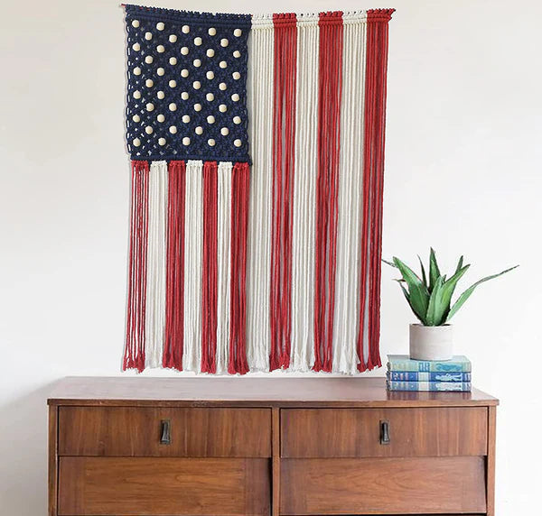Macrame American Flag Wall Hanging