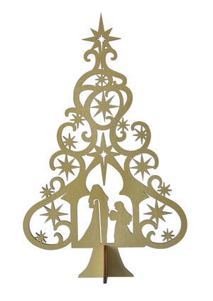 Gold Nativity Tree