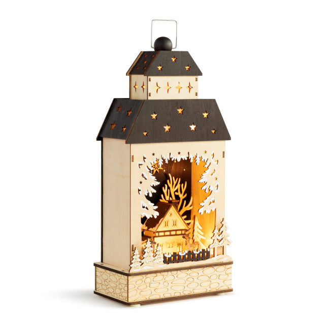 Lit Holiday Woods Lantern