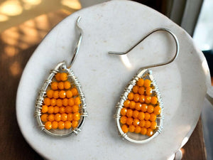 Small Teardrop Beaded Earrings