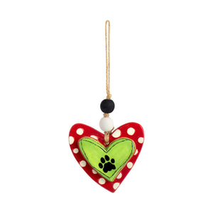 Paw Print Heart Ornament