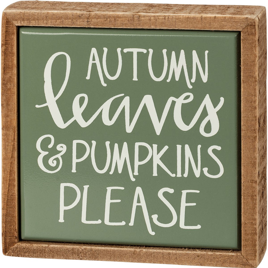 Autumn Leaves & Pumpkins Please Mini Sign