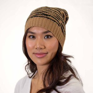 Tiger Stripe Knitted Beanie Hat