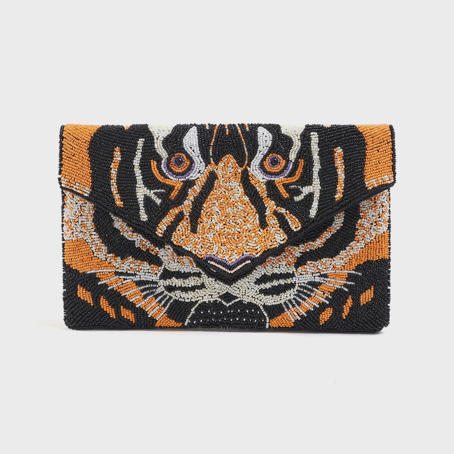 Tiger Beaded Crossbody Bag