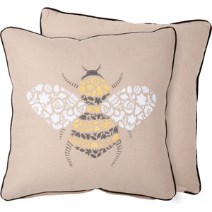 Embroidered Bee Floral Pillow
