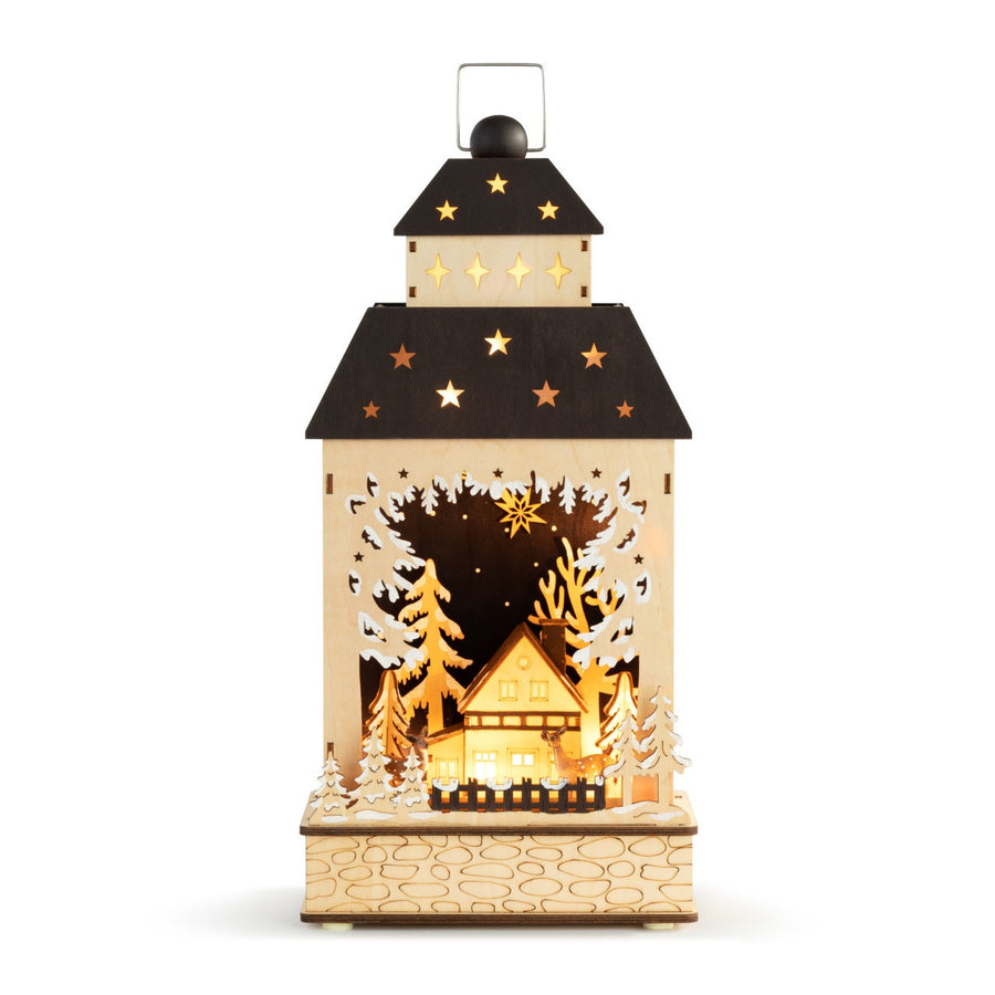 Lit Holiday Woods Lantern