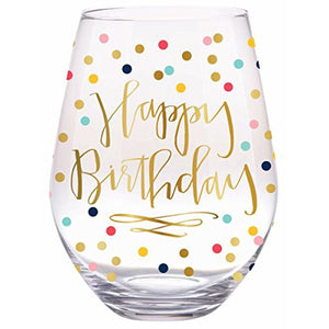 Happy Birthday Stemless Glass